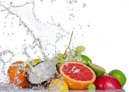 fresh fruits with water splash